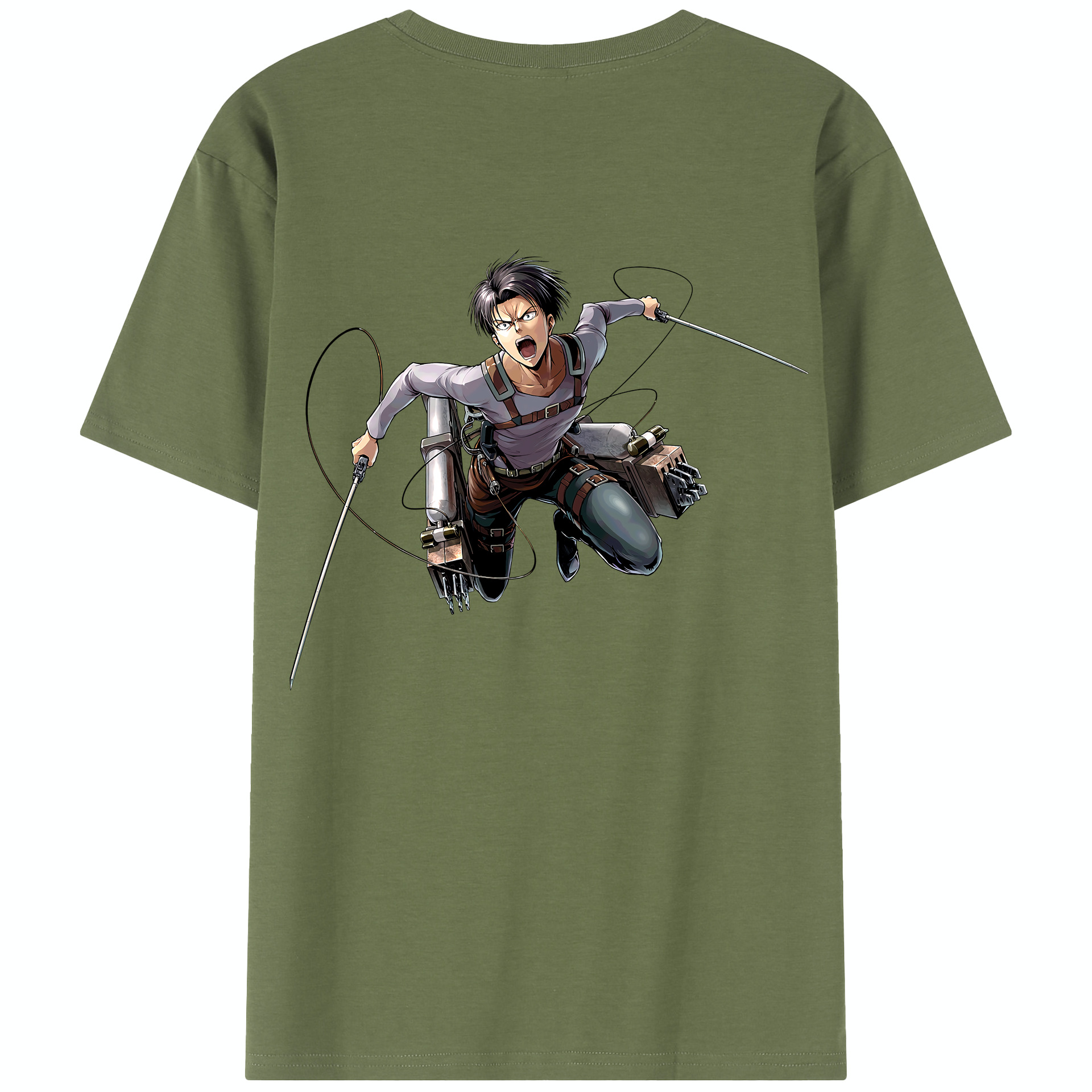 （画像用） 進撃の巨人 リヴァイ·アッカーマン Attack on Titan Levi Ackerman 綿100％半袖Tシャツ（背面プリント）
